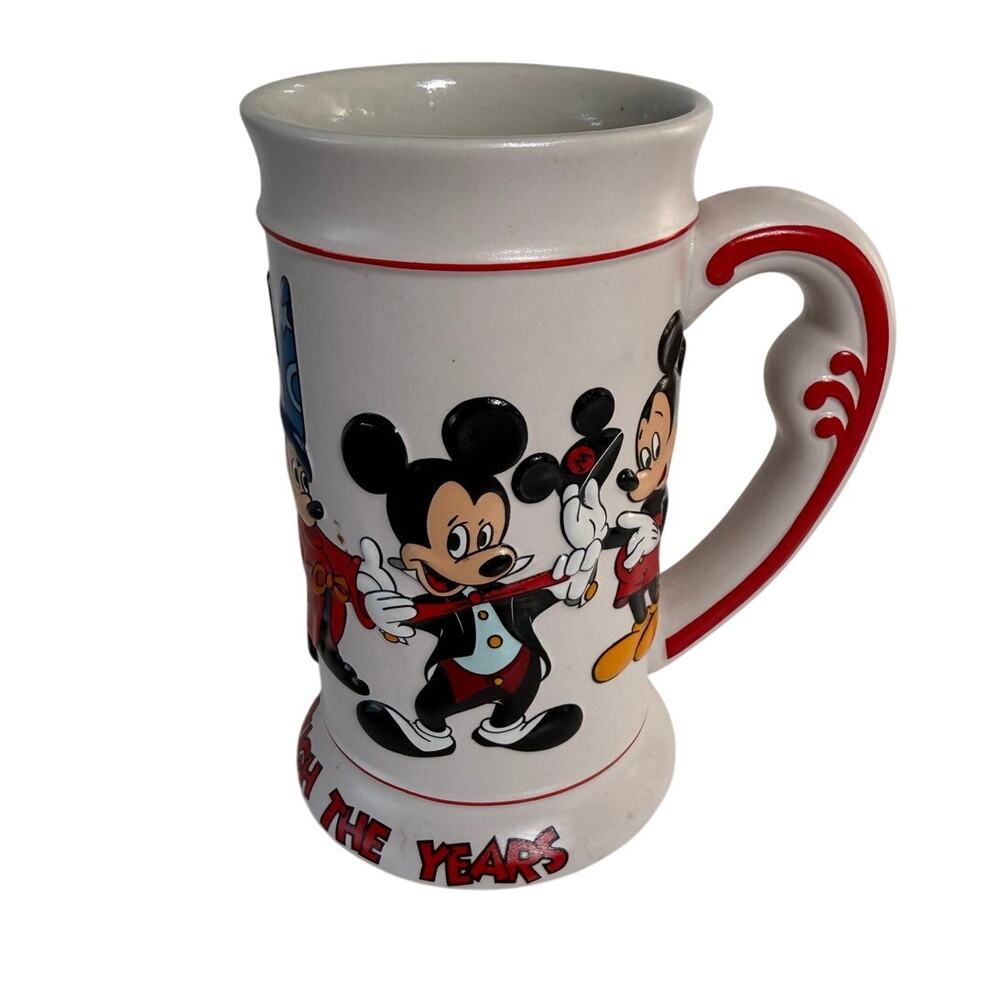 VINTAGE Disney Mickey Through the Years Ceramarte Brazil 6.5 Inch Stein Mug 1994